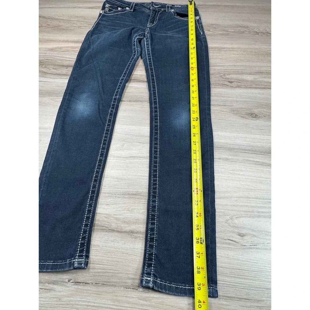 Miss Me Womens Mid Rise Skinny Jeans Dark Wash Contrast Stitch ME8060S2R Size 28